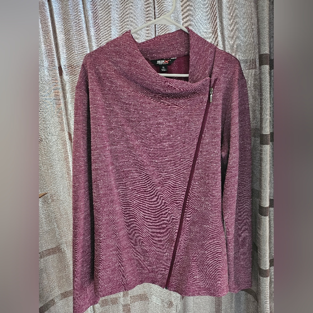 Gander Mountain Asymmetrical Zip Women's Jacket, Cowel Neck, Maroon, Size XL